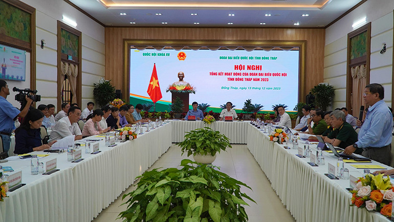 Đại biểu phát biểu ý kiến tại Hội nghị. (Ảnh: HỮU NGHĨA)