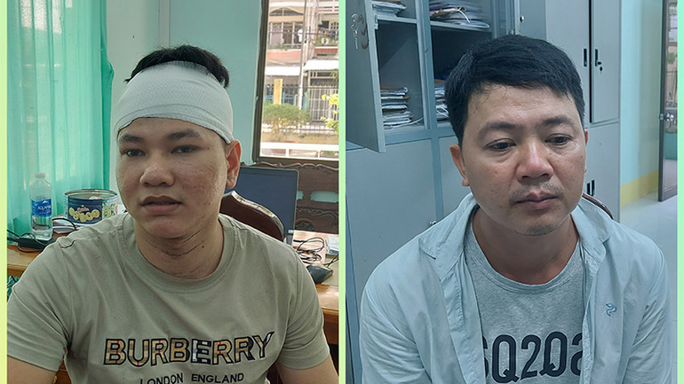 Đối tượng Bùi Hữu Trung bị thương vùng đầu và Trương Tấn Linh.