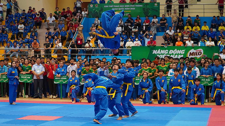 Biểu diễn võ Vovinam tại lễ khai mạc.