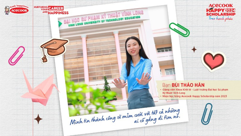 Thảo Hân tại buổi trao học bổng.