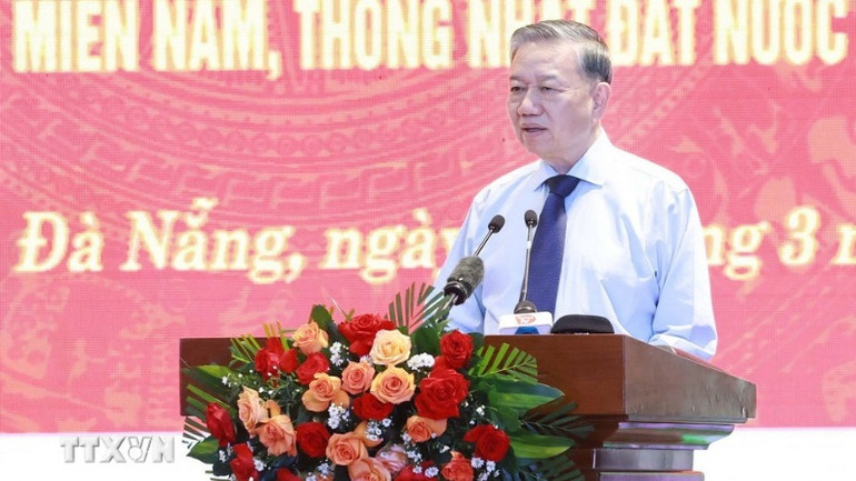 Tổng Bí thư Tô Lâm phát biểu tại buổi gặp mặt. (Ảnh: TTXVN)