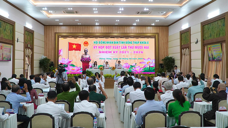 Đại biểu biểu quyết tại kỳ họp. (Ảnh: HỮU NGHĨA)