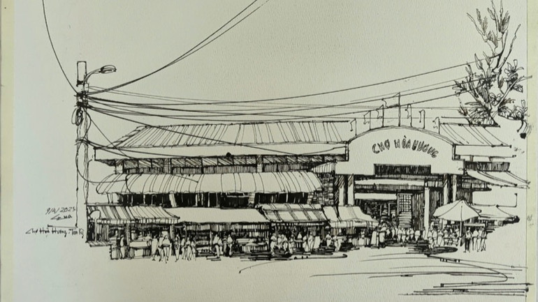 Tác phẩm "Chợ Hòa Hương" của tác giả Nguyễn Hải Quân.