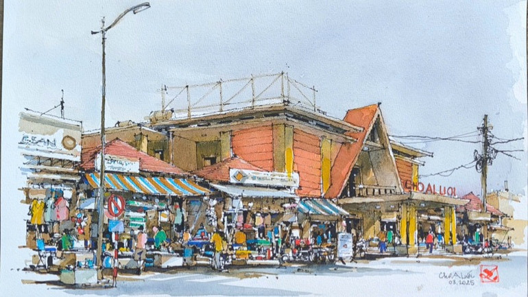 Tác phẩm "Chợ A Lưới" của tác giả Phạm Anh Quân.