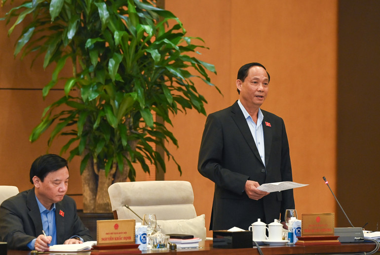 Phó Chủ tịch Quốc hội Trần Quang Phương phát biểu ý kiến tại phiên họp.