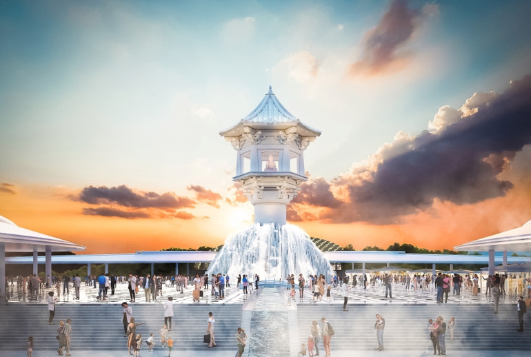 Phối cảnh các công trình kiến trúc sẽ được xây dựng tại quần thể.