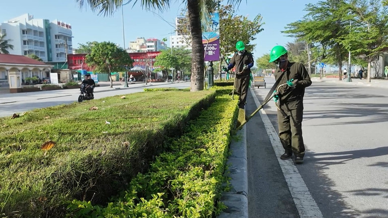 Cắt tỉa cây xanh tạo cảnh quan đô thị.