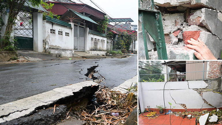 Nhiều nhà dân bị nứt tường và nền nhà.