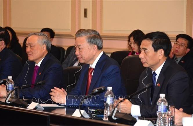 Tổng Bí thư, Chủ tịch nước Tô Lâm phát biểu tại cuộc hội kiến Chủ tịch Quốc hội Cuba Esteban Lazo Hernández. (Ảnh: TTXVN)