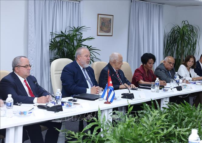 Thủ tướng Cuba Manuel Marreo Cruz phát biểu. (Ảnh: Lâm Khánh/TTXVN)