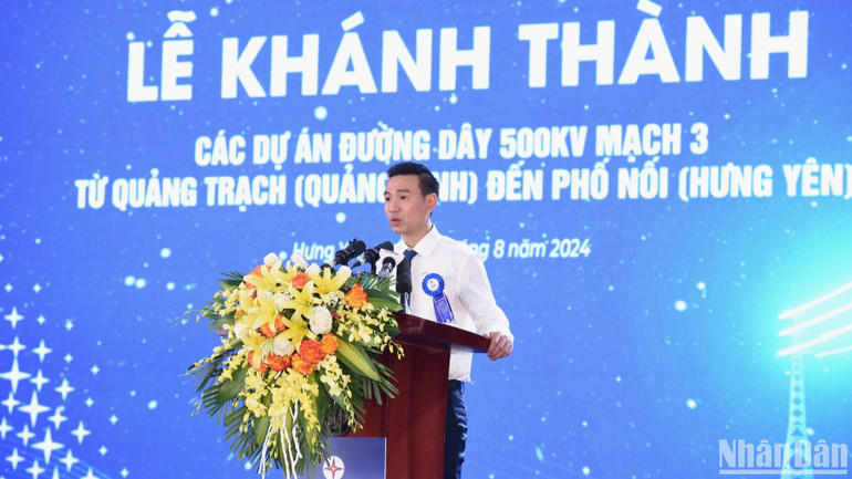 Đại diện nhà thầu phát biểu ý kiến tại Lễ khánh thành.