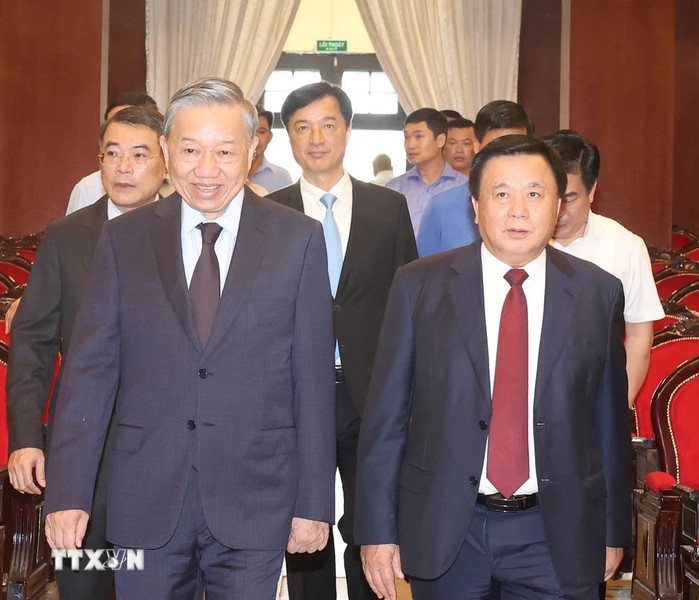 Tổng Bí thư, Chủ tịch nước Tô Lâm đến dự khai giảng Lớp bồi dưỡng kiến thức cán bộ quy hoạch Ủy viên Trung ương Đảng khóa XIV. (Ảnh: Trí Dũng/TTXVN)