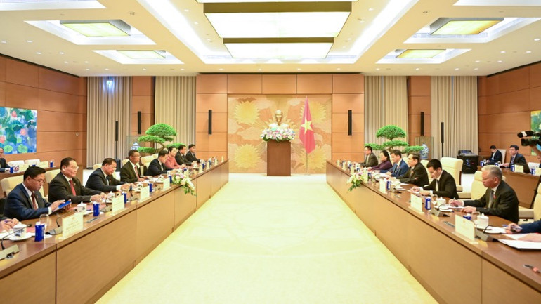 Quang cảnh buổi tiếp tại Nhà Quốc hội. (Ảnh: DUY LINH)