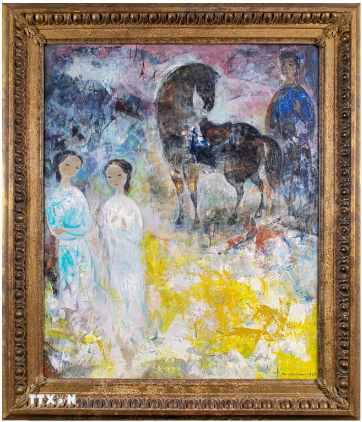Bức sơn dầu “Property of a lady of title” của họa sĩ Vũ Cao Đàm. (Ảnh: Sloane Street Auctions/TTXVN)