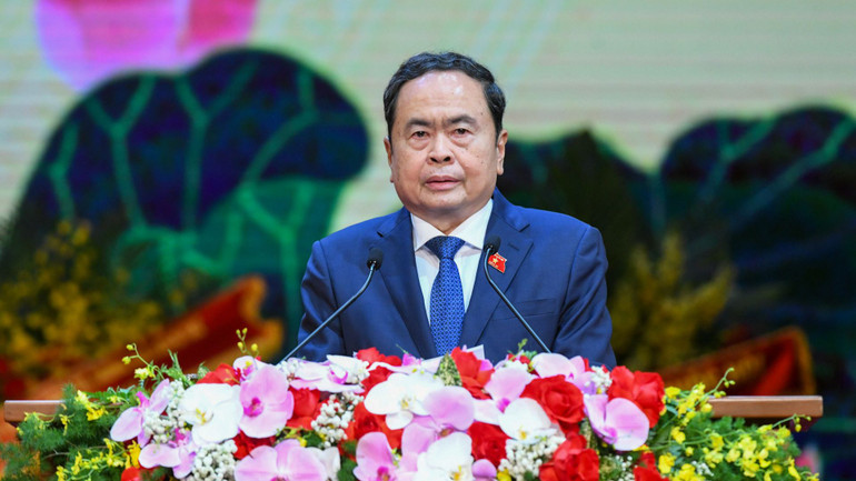 Chủ tịch Quốc hội Trần Thanh Mẫn phát biểu tại lễ kỷ niệm.