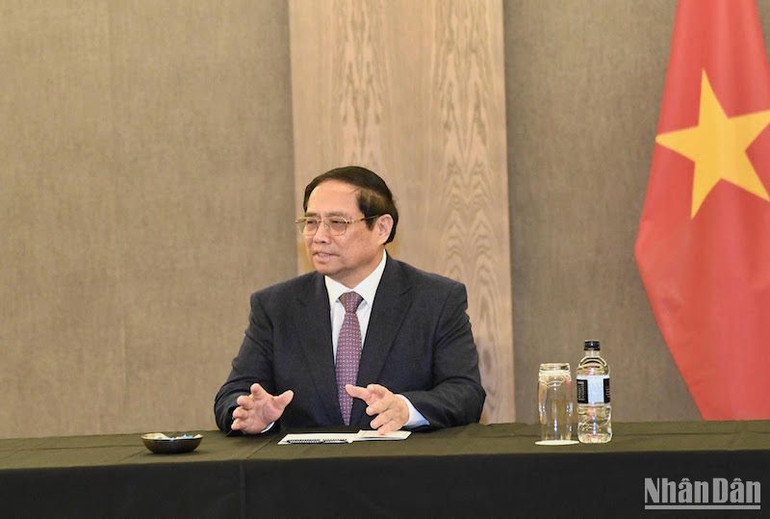 Thủ tướng Phạm Minh Chính phát biểu ý kiến tại buổi làm việc với Hội đồng Kinh doanh Auckland.