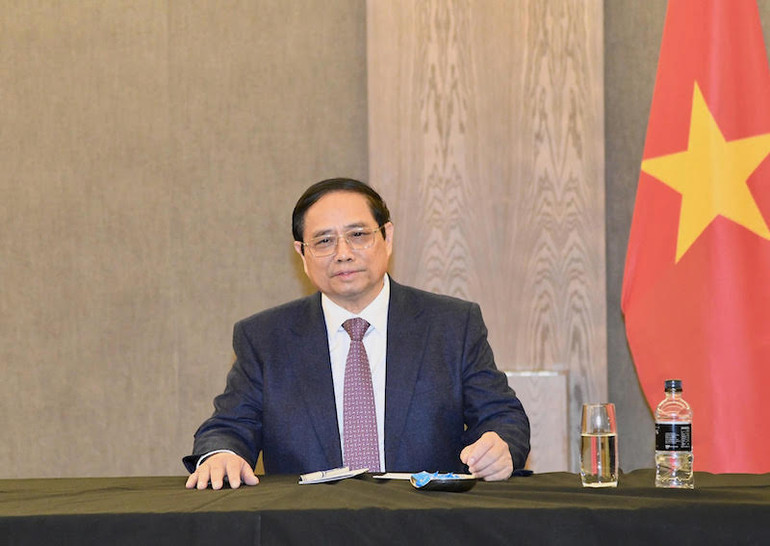 Thủ tướng Phạm Minh Chính phát biểu ý kiến tại buổi tiếp.