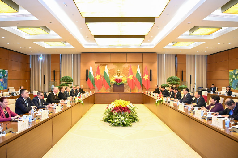 Quang cảnh buổi hội đàm tại Nhà Quốc hội.