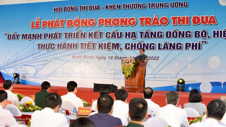 Thủ tướng Phạm Minh Chính phát biểu tại lễ phát động. (Ảnh: Trần Hải) Thủ tướng Phạm Minh Chính phát biểu tại lễ phát động. (Ảnh: Trần Hải)