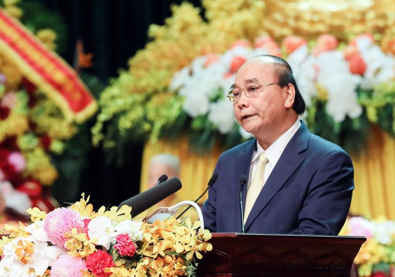 Chủ tịch nước Nguyễn Xuân Phúc phát biểu chúc mừng Đại hội.