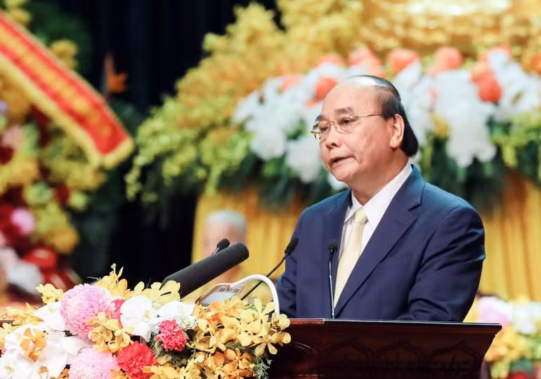 Chủ tịch nước Nguyễn Xuân Phúc phát biểu chúc mừng Đại hội.