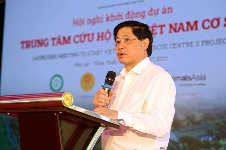 Thứ trưởng Bộ Nông nghiệp và Phát triển nông thôn Lê Quốc Doanh phát biểu tại buổi khởi động dự án.