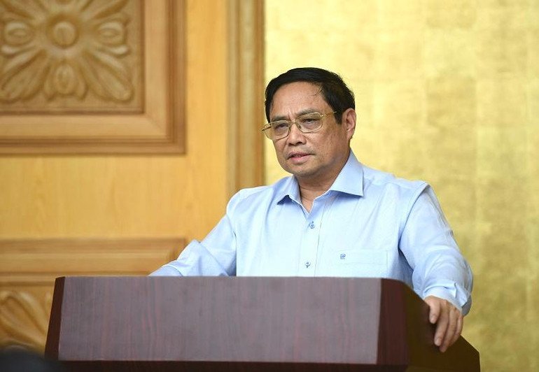 Thủ tướng Phạm Minh Chính phát biểu tại buổi làm việc. (Ảnh: TRẦN HẢI)