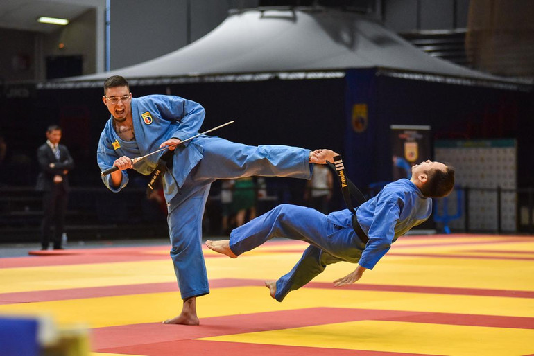 Khai môn quyền, Tứ tượng bồng pháp, Song luyện, Lão mai luyện, Lưỡng nghi kiếm pháp, Long hổ quyền, Đại đao kiếm pháp,... đều được các vận động viên Việt Nam và quốc tế trình diễn, thi đấu với tinh thần thượng võ cao đẹp. (Ảnh: MINH DUY)