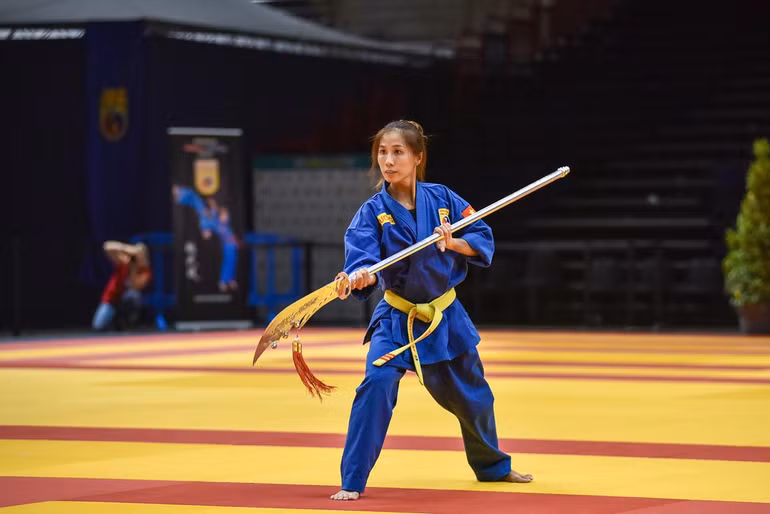 Đội tuyển Việt Nam gồm 6 võ sinh đang là học sinh trường quốc tế IVS tham gia giải thi đấu quốc tế này. (Ảnh: MINH DUY)