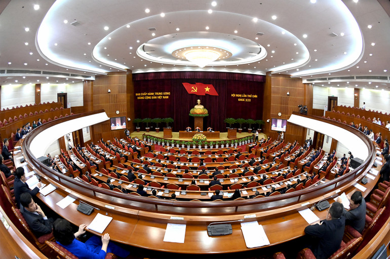 Quang cảnh Phiên bế mạc Hội nghị Trung ương lần thứ chín, khóa XIII.