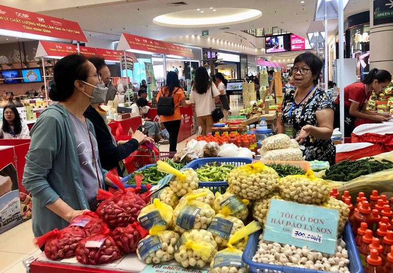 Người tiêu dùng tham quan, mua sắm nông sản, sản phẩm OCOP đặc trưng của nhiều tỉnh, thành phố tham gia Hội chợ.