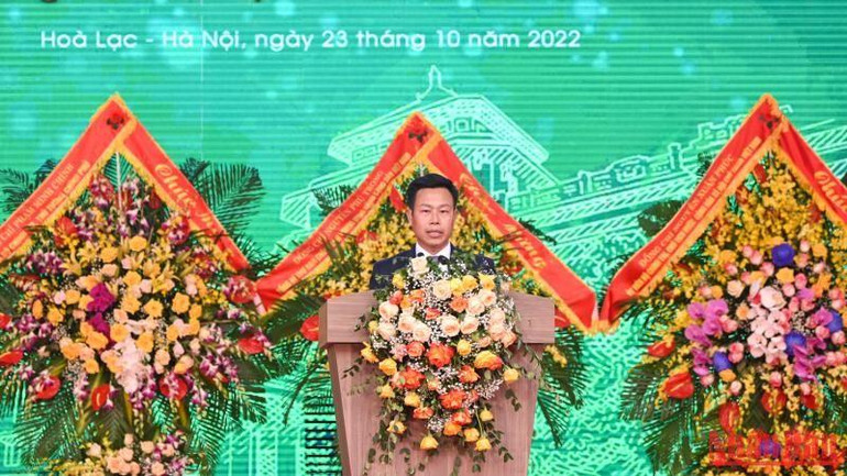 Giám đốc Đại học Quốc gia Hà Nội Lê Quân phát biểu tại Lễ khai giảng. (Ảnh: DUY LINH)