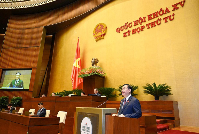 Chủ tịch Quốc hội Vương Đình Huệ phát biểu khai mạc Kỳ họp thứ 4, Quốc hội khoá XV.