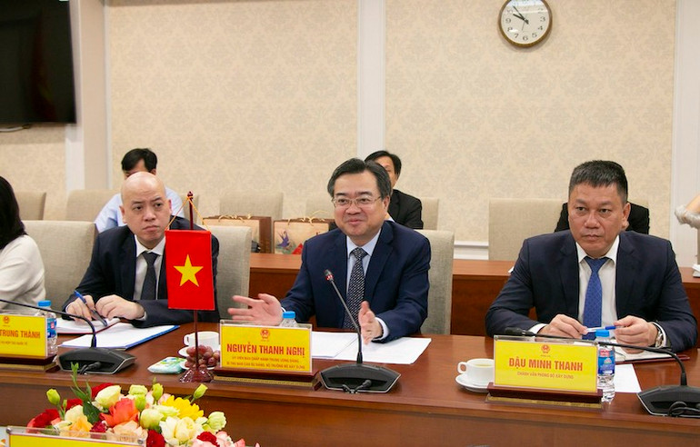 Bộ trưởng Xây dựng Nguyễn Thanh Nghị phát biểu tại hội đàm.