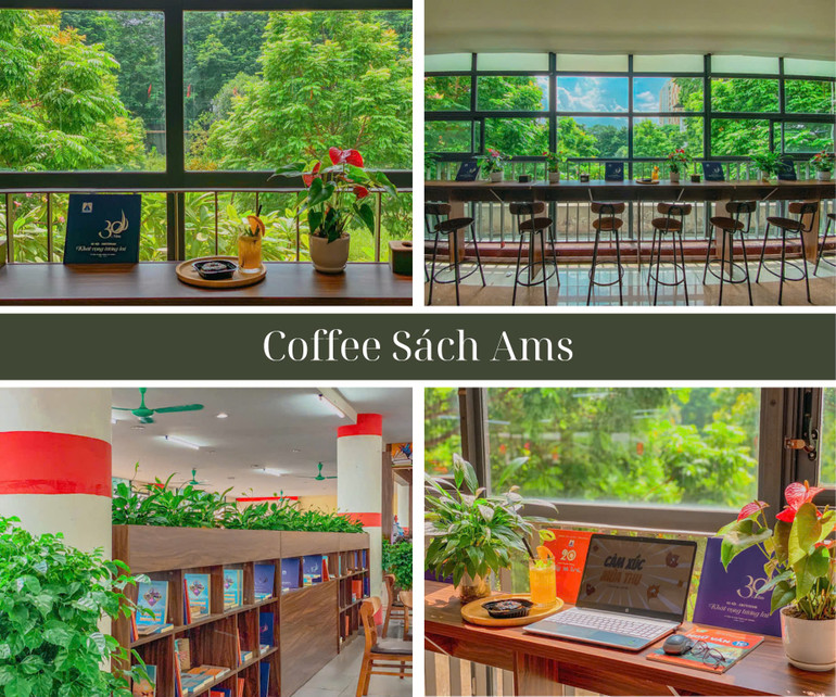 Không gian “Cafe sách Ams” rất “chill”, tạo cảm hứng rất lớn cho các em học sinh mỗi khi đến đọc sách.