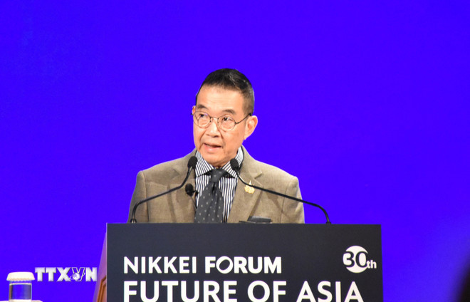 Ngoại trưởng Thái Lan Maris Sangiampongsa phát biểu tại Hội nghị Tương lai châu Á lần thứ 30. (Ảnh: Nguyễn Tuyến/TTXVN