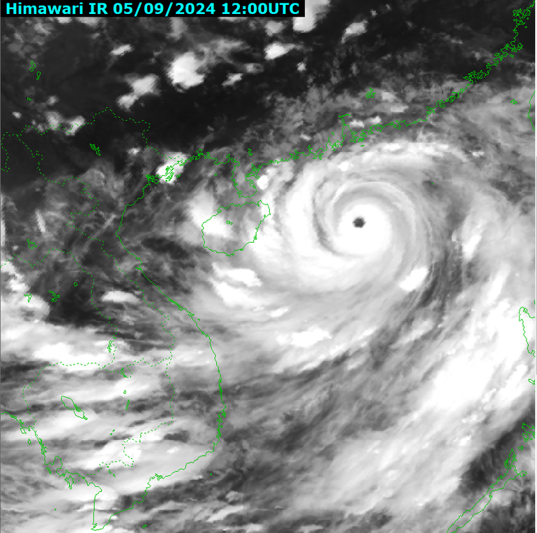 Hình ảnh bão số 3 lúc 19 giờ ngày 5/9/2024. (Ảnh: Trung tâm Dự báo khí tượng thủy văn quốc gia)
