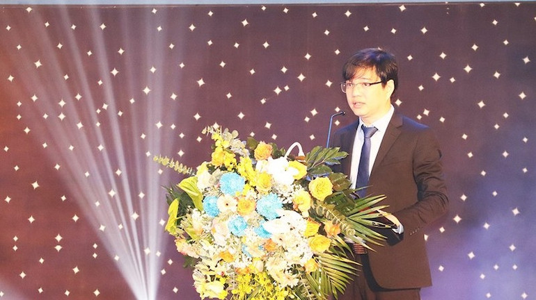 Tiến sĩ Ngô Minh Đức, Hiệu trưởng EIU phát biểu ý kiến tại lễ khai giảng.