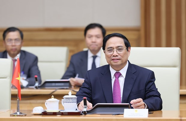 Thủ tướng Phạm Minh Chính phát biểu tại cuộc hội đàm với Thủ tướng Malaysia Anwar Ibrahim. (Ảnh: Dương Giang/TTXVN)