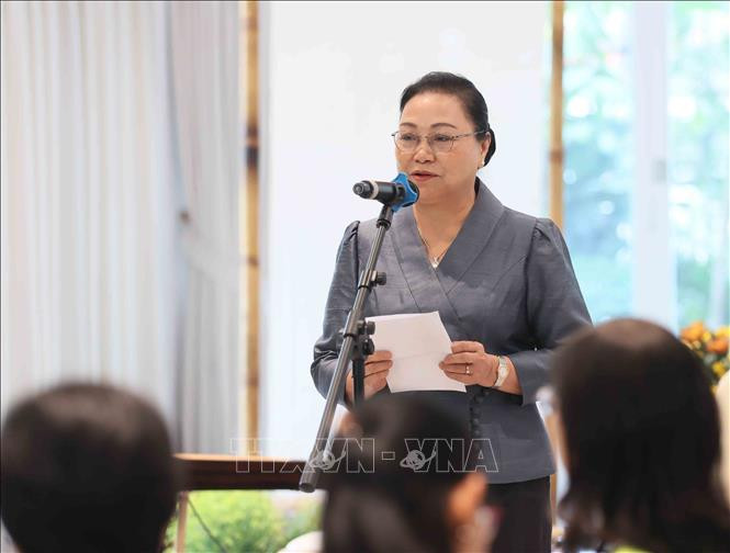 Đại sứ Lào tại Việt Nam Khamphao Ernthavanh phát biểu. (Ảnh: TTXVN)