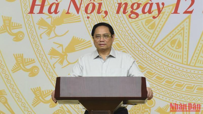 Thủ tướng Phạm Minh Chính phát biểu chỉ đạo hội nghị. (Ảnh: TRẦN HẢI)