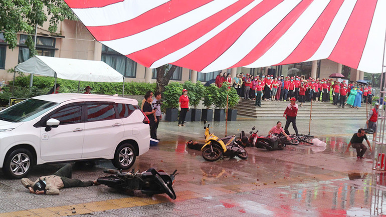 Hiện trường tai nạn giả định.