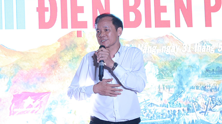 Nhà báo Uông Thái Biểu - Vụ trưởng, Trưởng Cơ quan Thường trực Báo Nhân Dân tại miền trung-Tây Nguyên phát biểu tại chương trình.