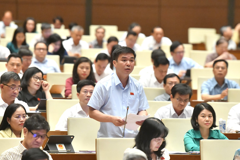 Đại biểu Quốc hội Hà Sỹ Huân (Bắc Kạn) phát biểu ý kiến thảo luận tại hội trường.