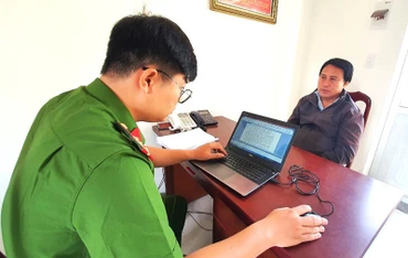 Đối tượng Nguyễn Ngọc Trí tại cơ quan Công an.