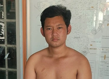 Đối tượng Lê Huỳnh Hải tại cơ quan Công an.