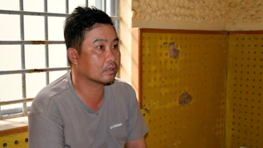 Đối tượng Nguyễn Trọng Ngân tại cơ quan công an.