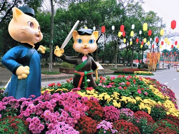 Một góc đường hoa Xuân.