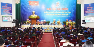 Toàn cảnh Đại hội Đại biểu Đoàn Thanh niên Cộng sản Hồ Chí Minh tỉnh Kon Tum lần thứ XV, nhiệm kỳ 2022-2027.