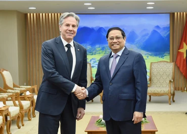 Thủ tướng Phạm Minh Chính đón Bộ trưởng Ngoại giao Hoa Kỳ Antony Blinken.